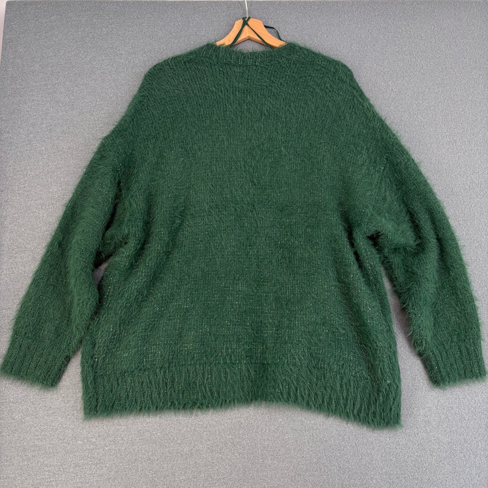 American Eagle Green Eyelash Knit Cardigan Sweater Womens Medium NWT Winter Cozy - Picture 3 of 6